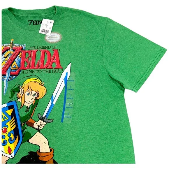NINTENDO- Zelda- Men's T-shirt with Link Character-- SIZE LARGE--Green- Red - Picture 7 of 10